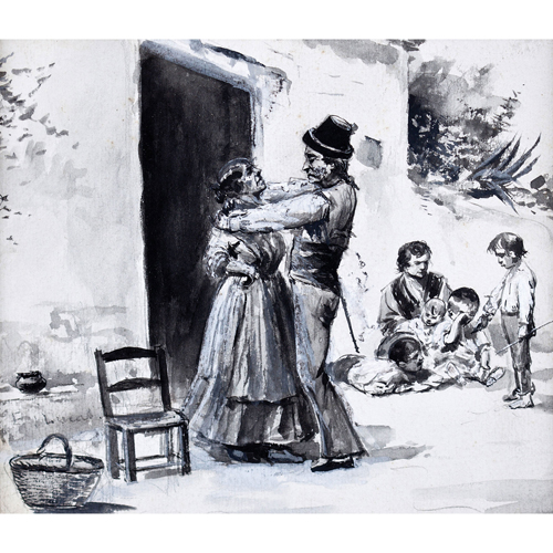 Sub.:5 - Lote: 25 - ESCUELA ESPAÑOLA, S.XIX Escena costumbrista