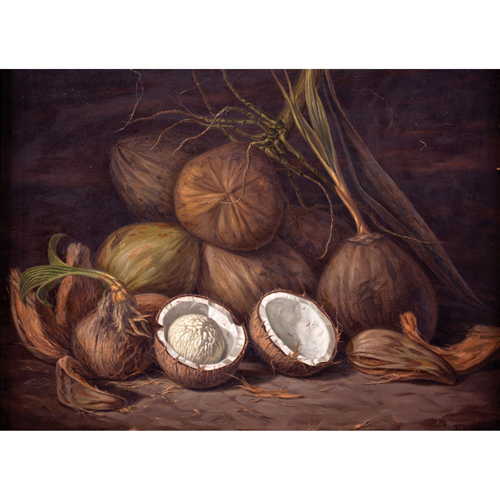 Sub.:5 - Lote: 41 - ESCUELA ESPAÑOLA, S. XX Bodegón de cocos