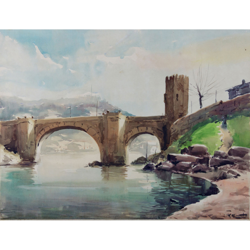 Sub.:5 - Lote: 30 - RICARDO SACRISTÁN (Vitoria, 1921-1981) Vista fluvial