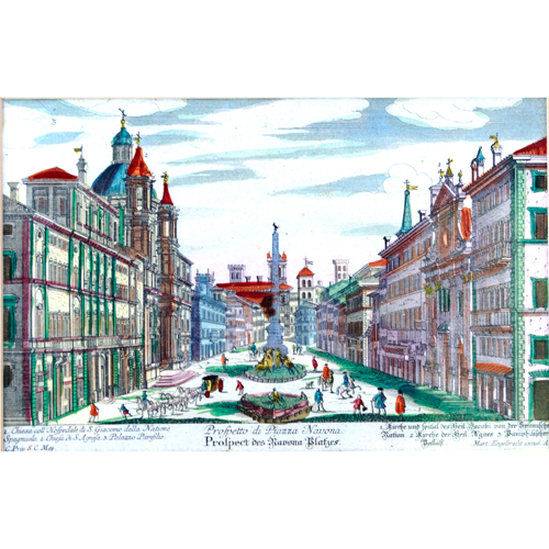 Sub.:5 - Lote: 18 - MARTIN ENGELBRECHT (Augsburgo, 1684-1756) Vista de Piazza Nabona