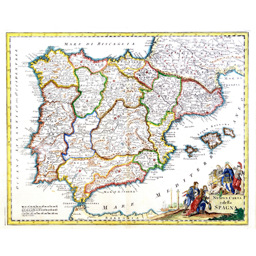 Sub.:5 - Lote: 57 - GIOVANNI BATTISTA ALBRIZZI (1698- 1777) Nuova carta della Spagna. Atlante Novissimo. Venecia 1740