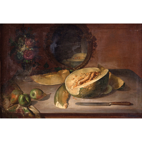 Sub.:5 - Lote: 53 - JOSÉ FELIPE PARRA (Valencia, 1824 - Montevideo, Uruguay, 1864) Bodegón con melón