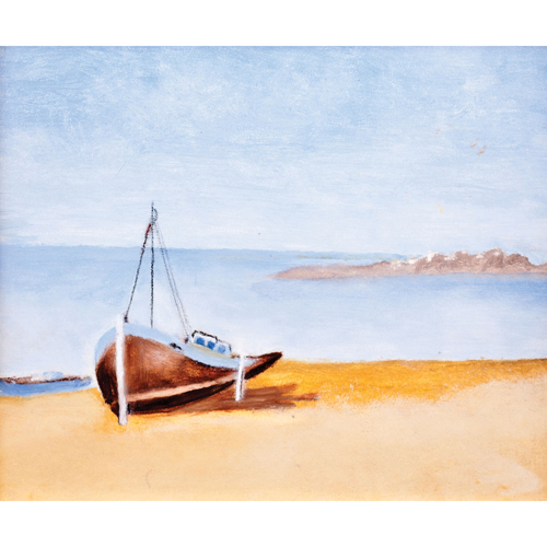 Sub.:8 - Lote: 55 - ESCUELA ESPAÑOLA S. XX Barca en la playa
