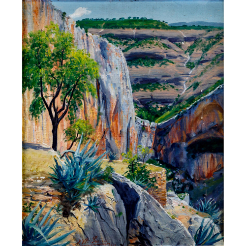Sub.:8 - Lote: 40 - ENRIQUE VICENTE PARICIO (Guadalajara, 1897 - Terzaga, Guadalajara, 1979) Paisaje de Albarracín